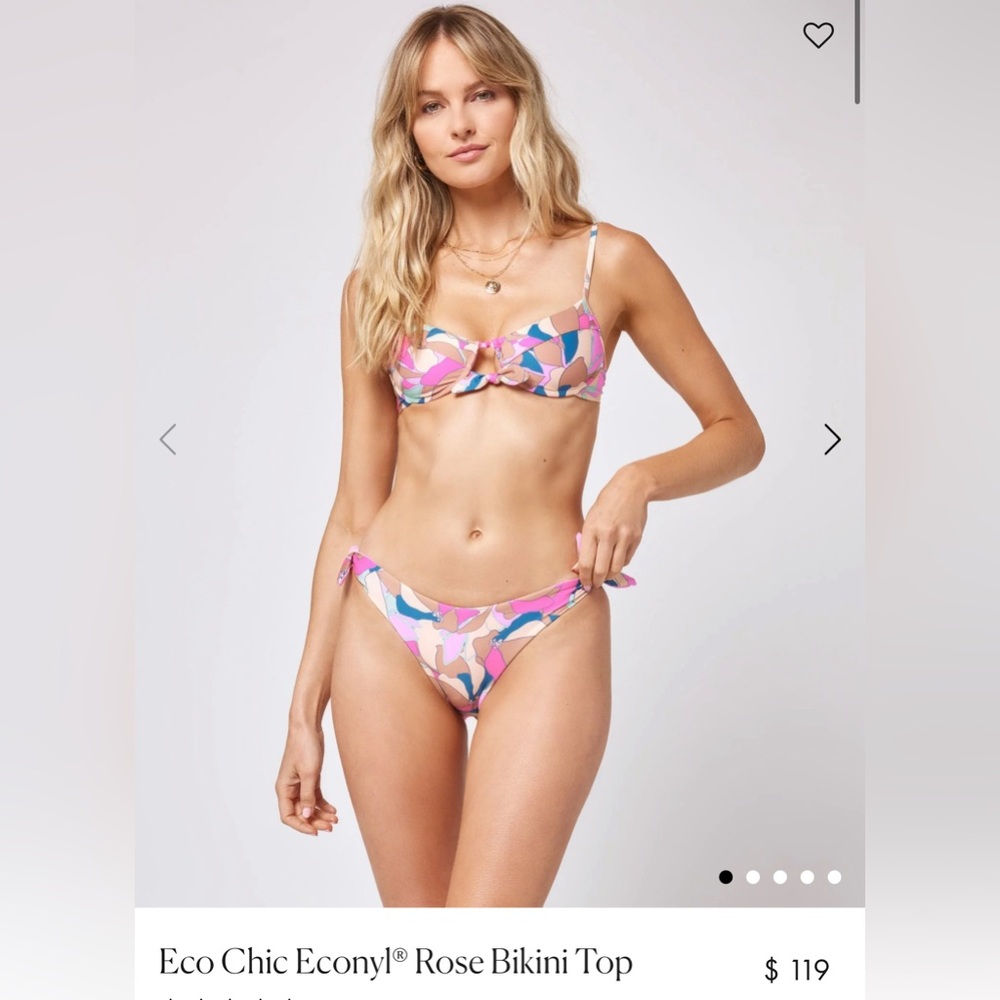 Eco Chic Econyl® Rose Bikini Top Size M NWOT